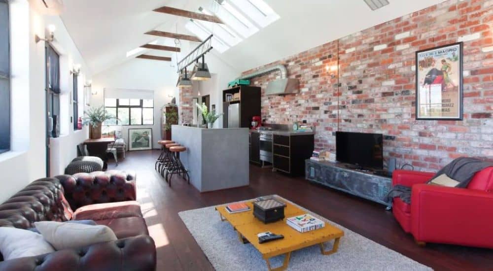 The spacious Warehouse is a loft style apartment with indoor and outdoor balcony.