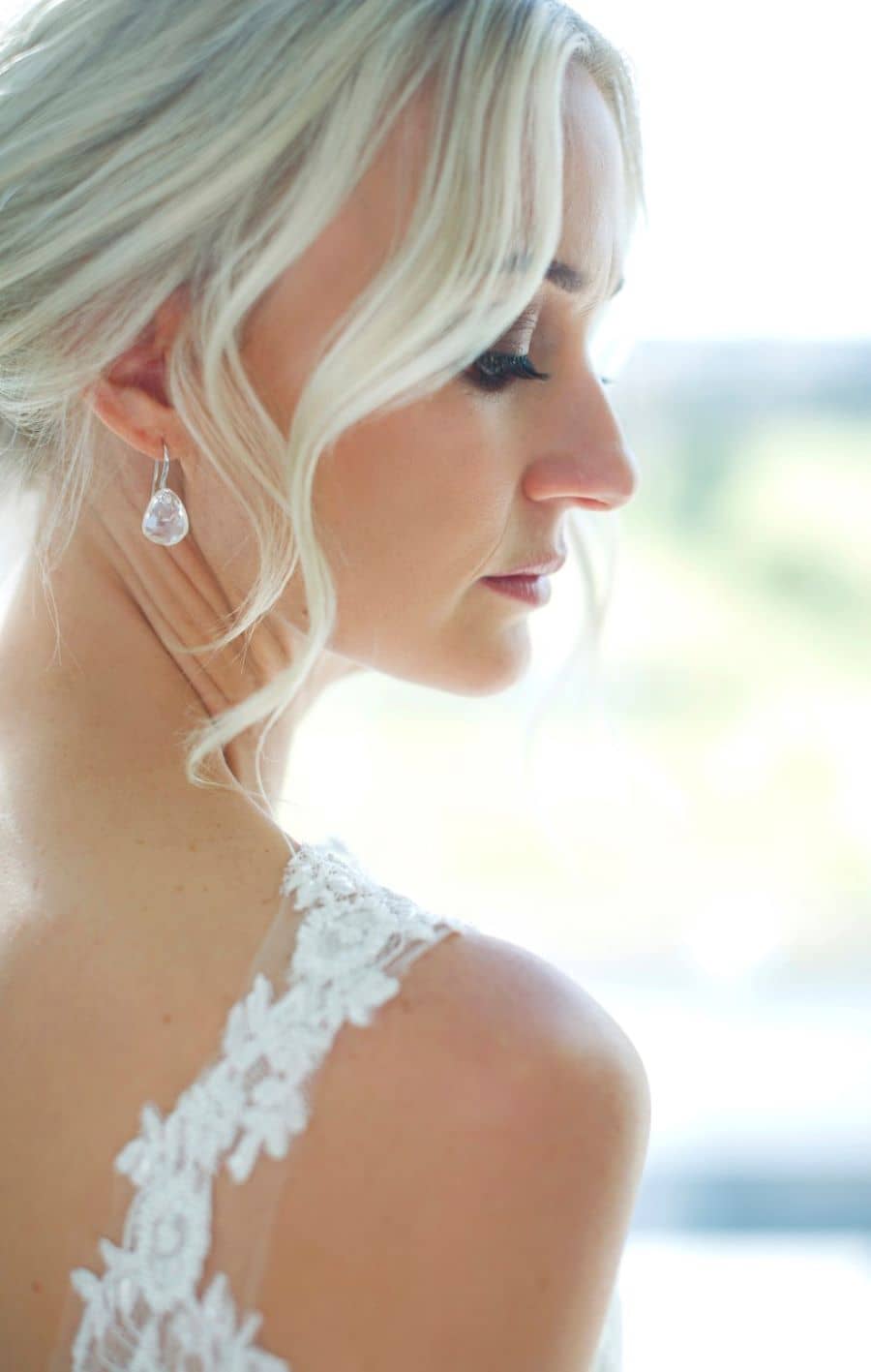 Beautiful bride, side profile. 