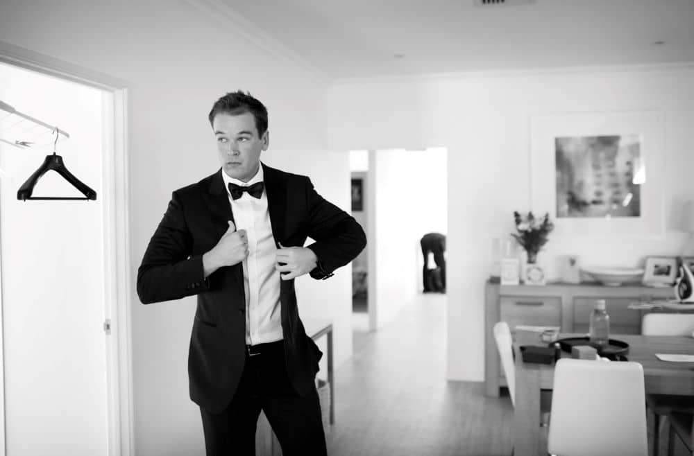 The groom getting ready.
