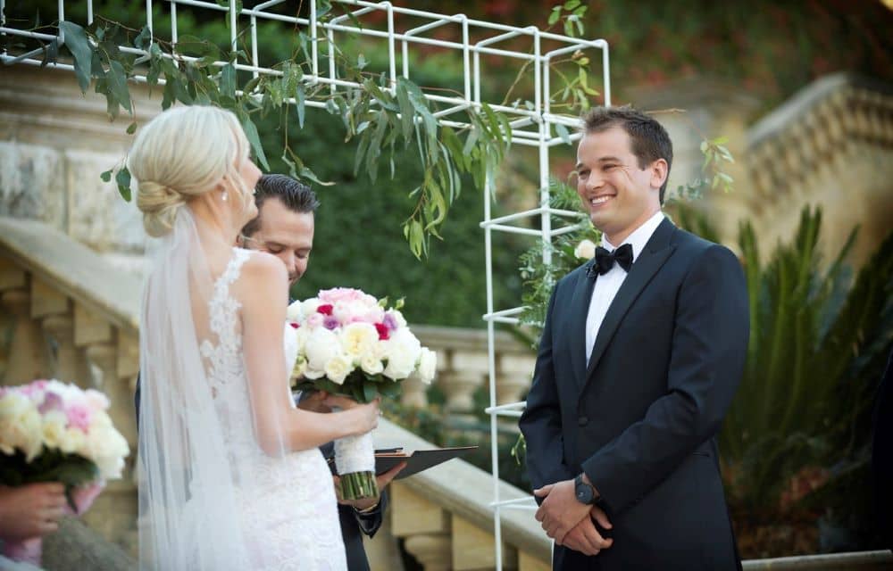 Nicole and Brad during the ceremony.